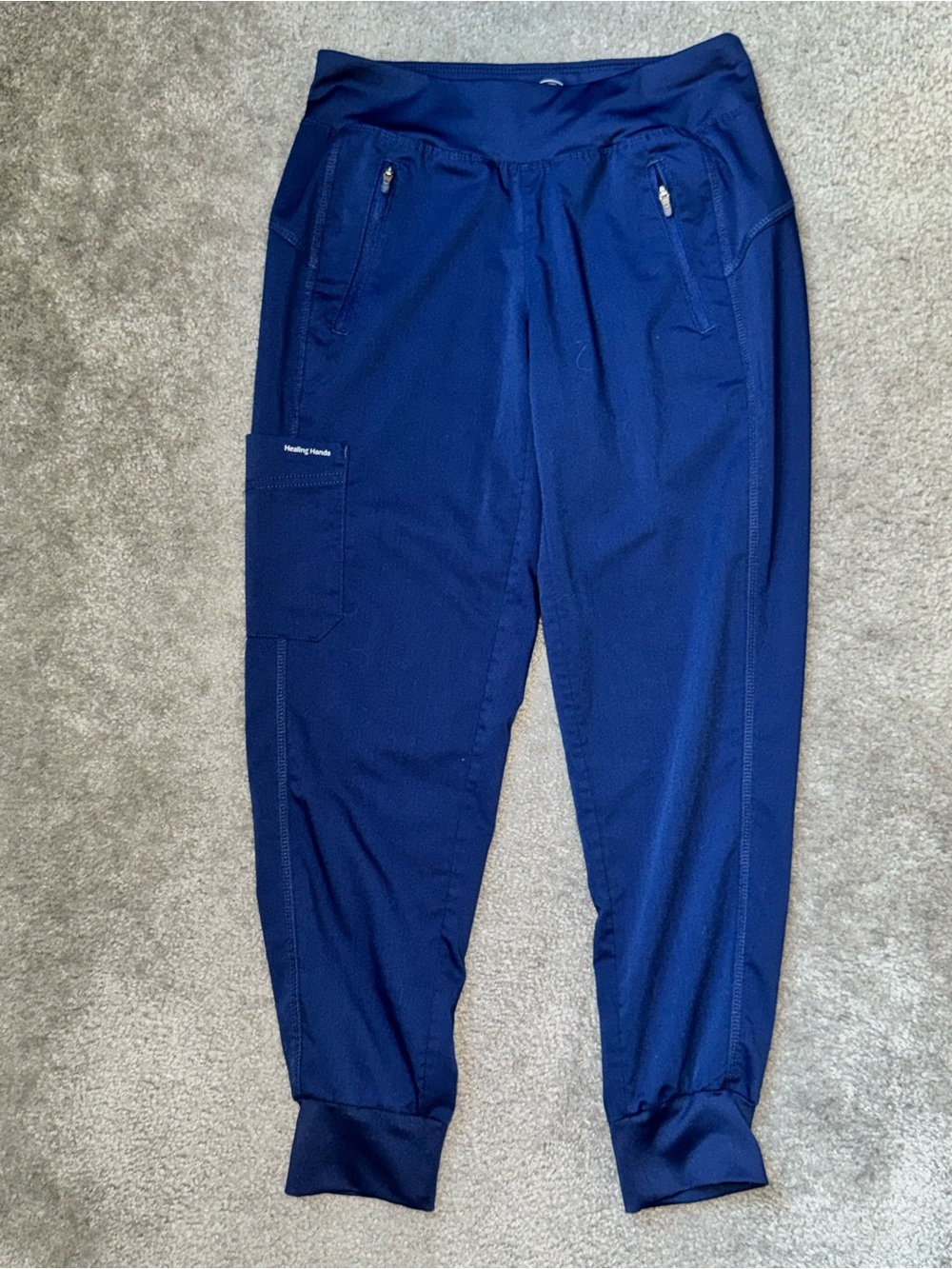 healing hands purple label Navy women’s Tara Jogger Pants with Zip Pockets; XSP